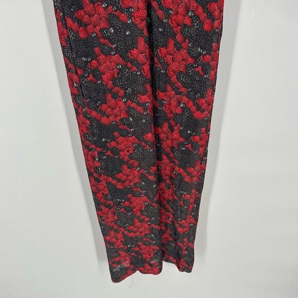 Just Cavalli Midi Dress Ruche Half Sleeve V Neck Mesh Y2K Red Black Size 40 2 - Picture 4 of 8